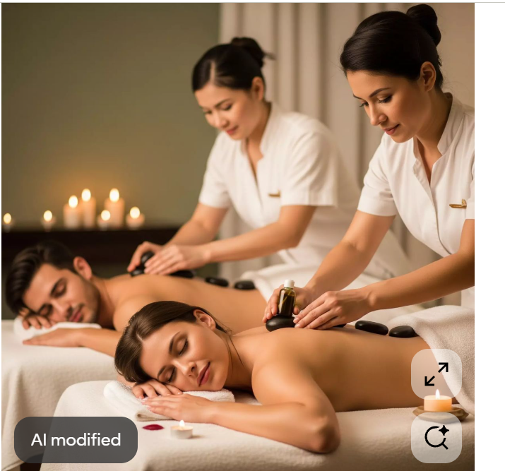 Smiling spa customer