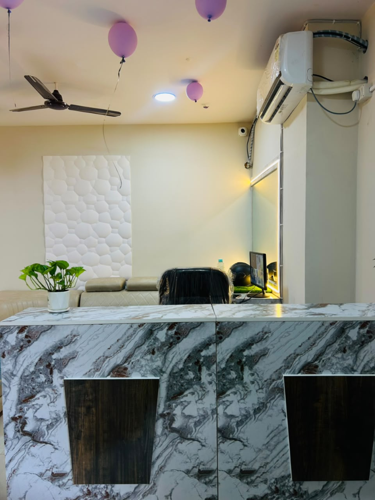 Reception desk area